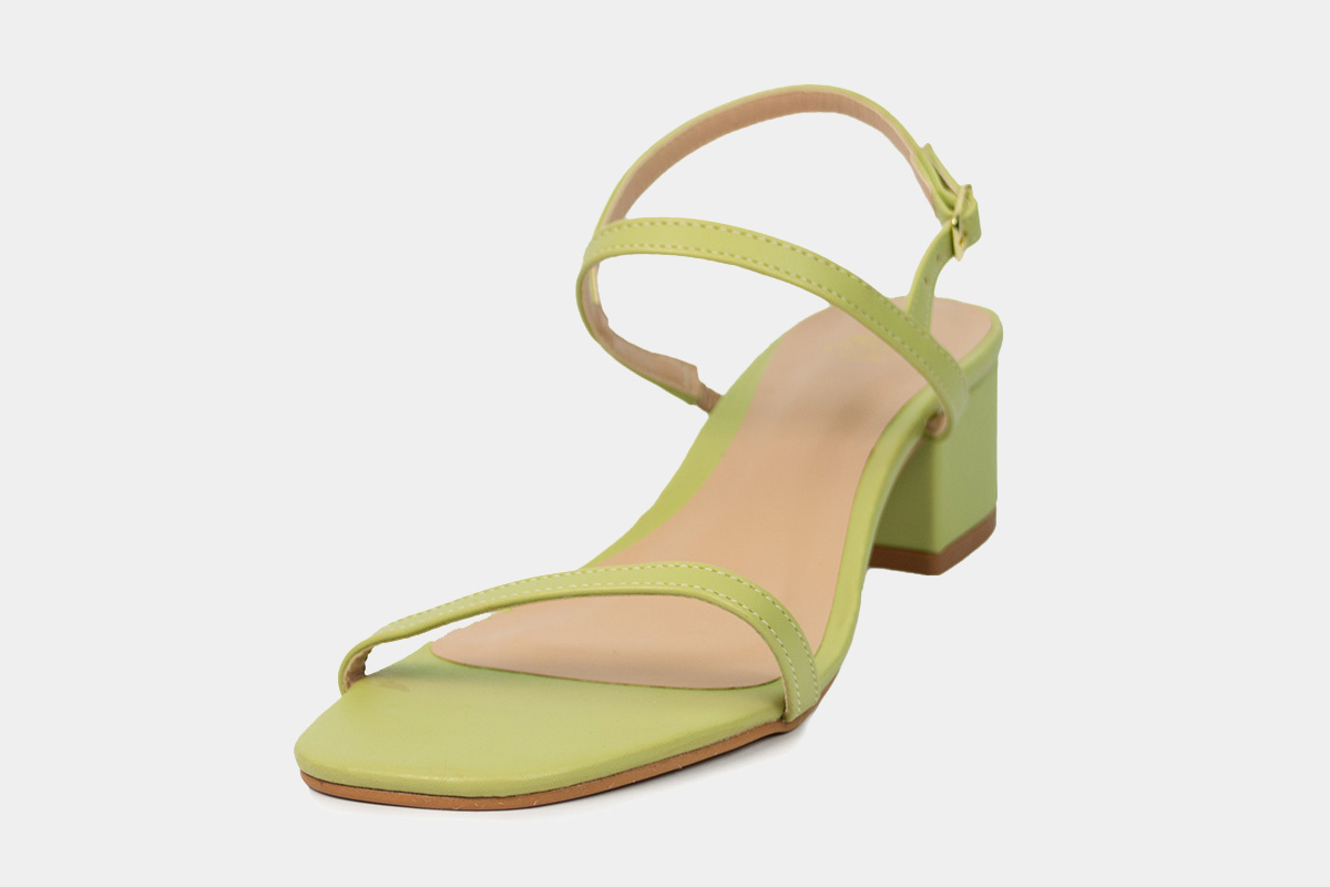 sandália salto grosso médio liso - Verde Oliva