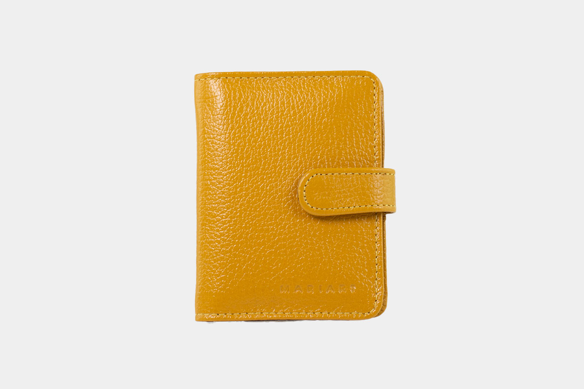 carteira porta cartão couro liso - Amarelo