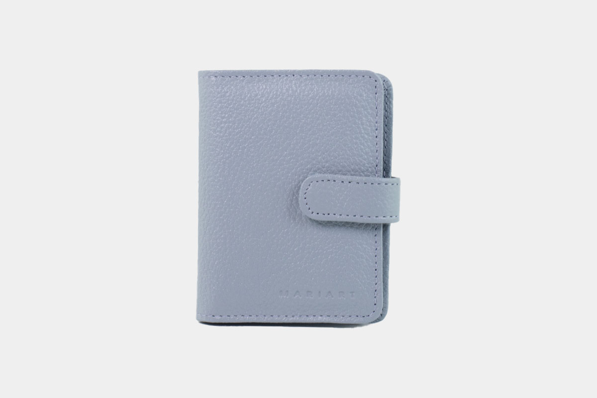 carteira porta cartão couro liso - Azul Claro
