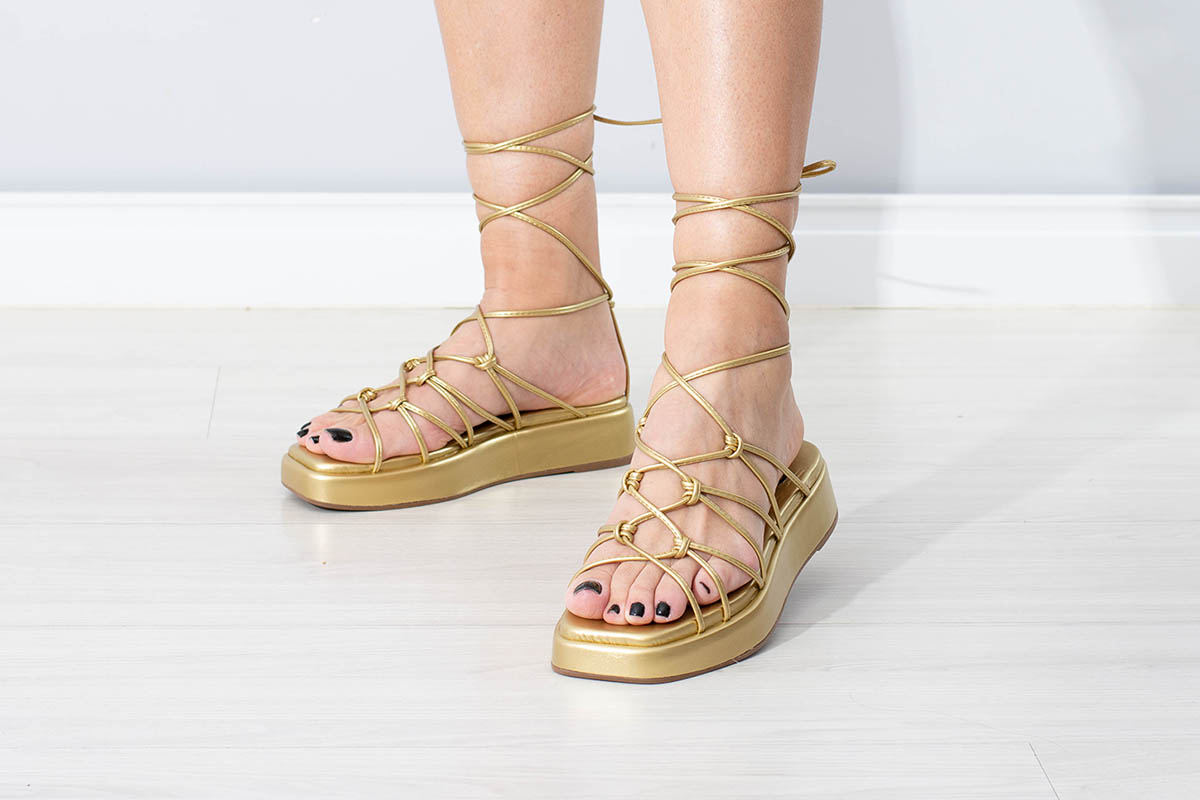 papete flatform cordão metalizado - Dourado