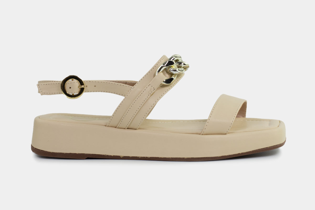sandália flatform basic - Marfim/Dourado