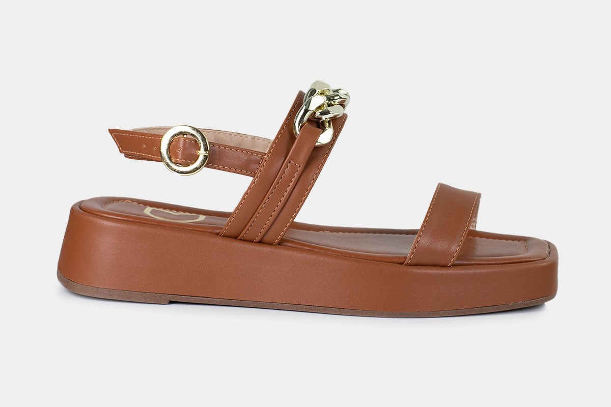 sandália flatform basic - Caramelo/Dourado