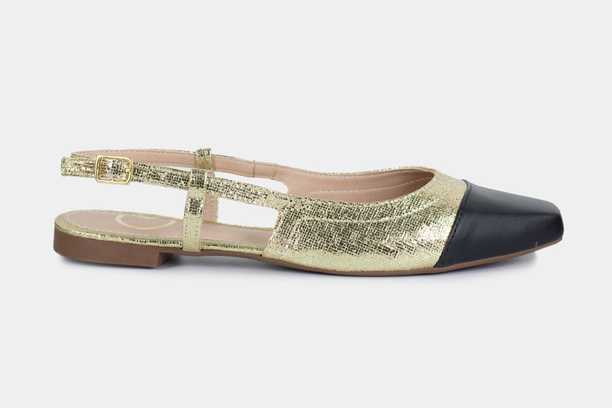 sapatilha slingback - Preto/Dourado