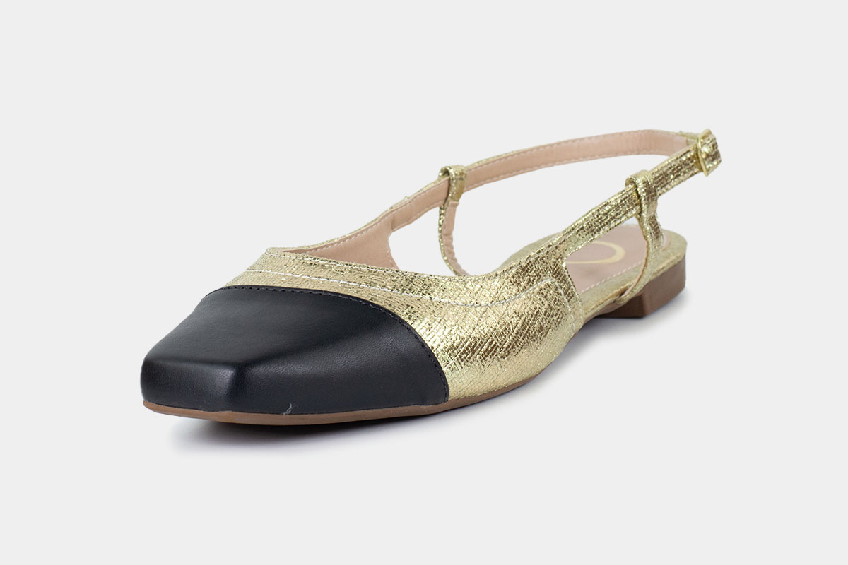 sapatilha slingback - Preto/Dourado