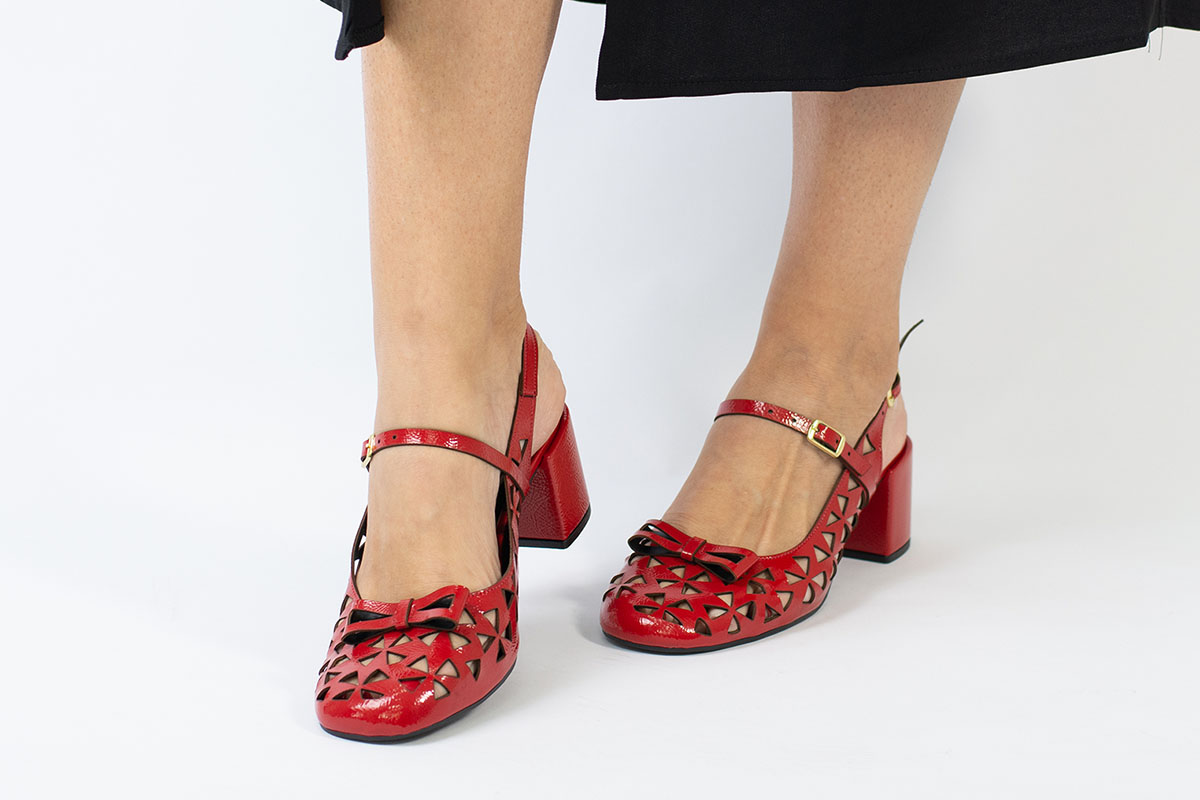 sapato slingback - Vermelho