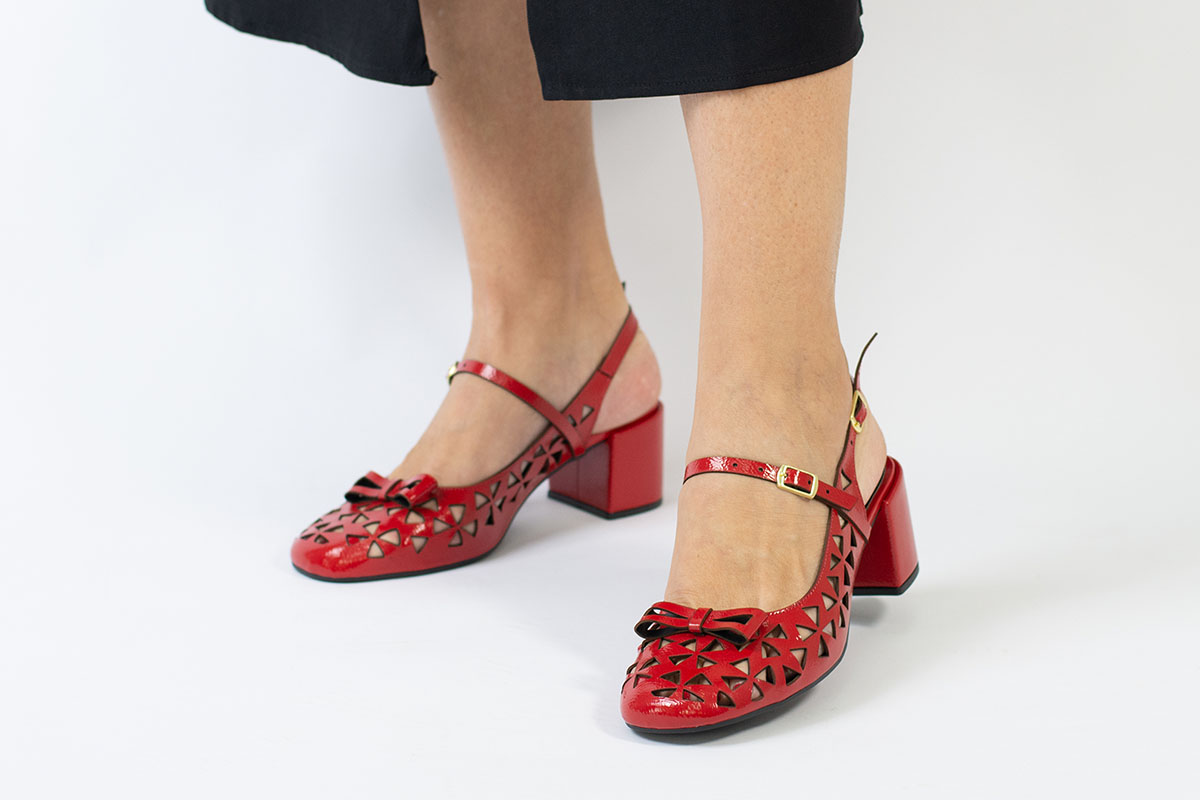 sapato slingback - Vermelho