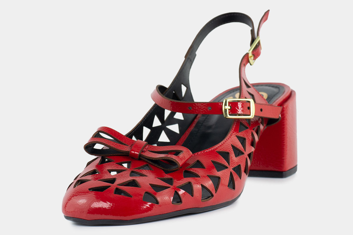 sapato slingback - Vermelho