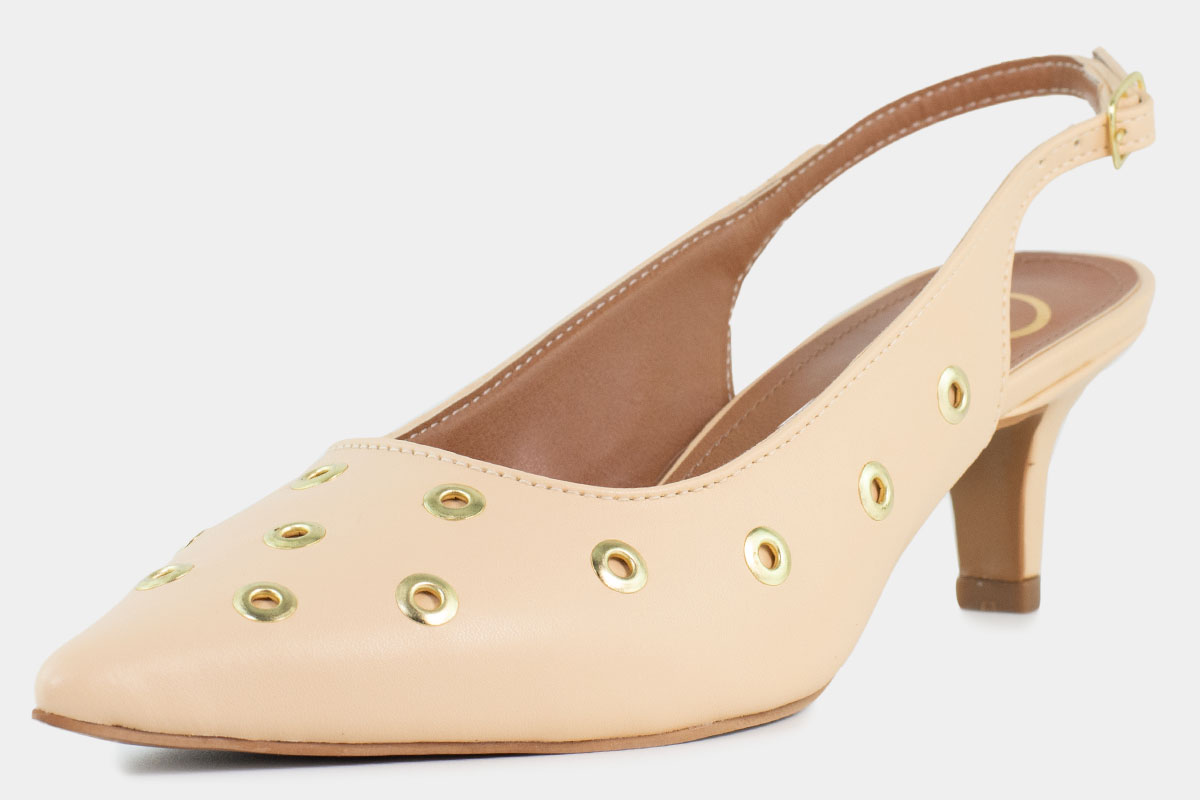 scarpin kitten heel - Nude/Dourado