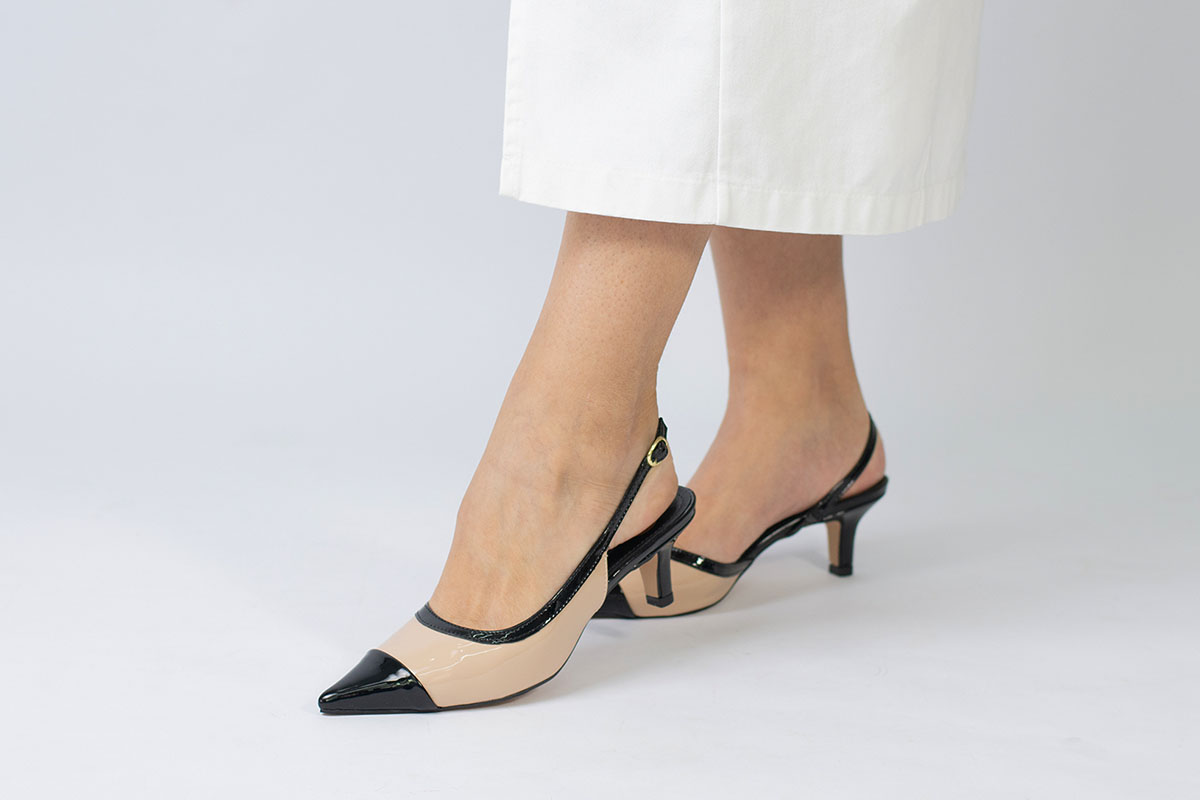 scarpin kitten heel - Preto/Nude