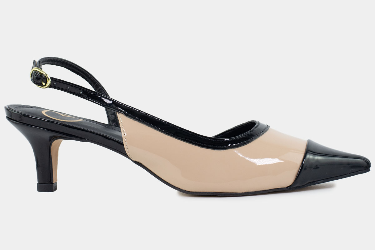 scarpin kitten heel - Preto/Nude