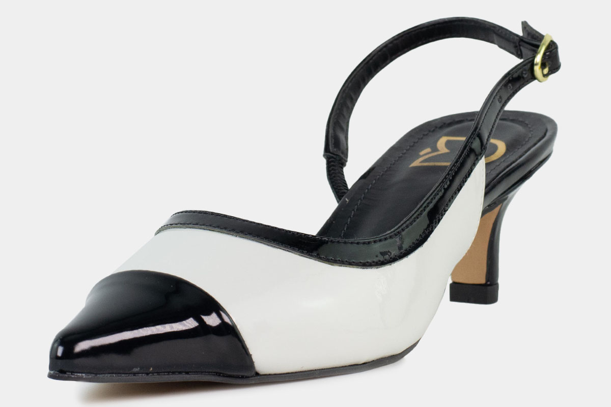 scarpin kitten heel - Preto/Off-White