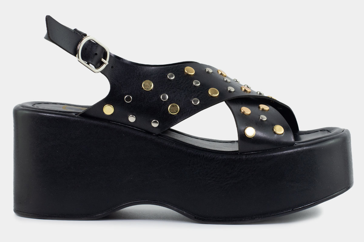 anabela flatform - Preto