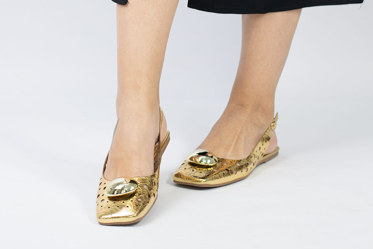 sapatilha slingback - Dourado