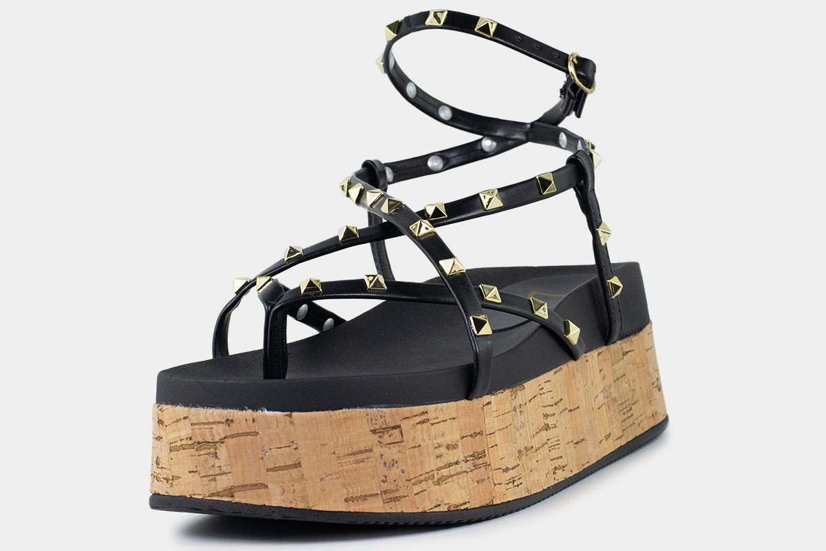 anabela flatform - Preto