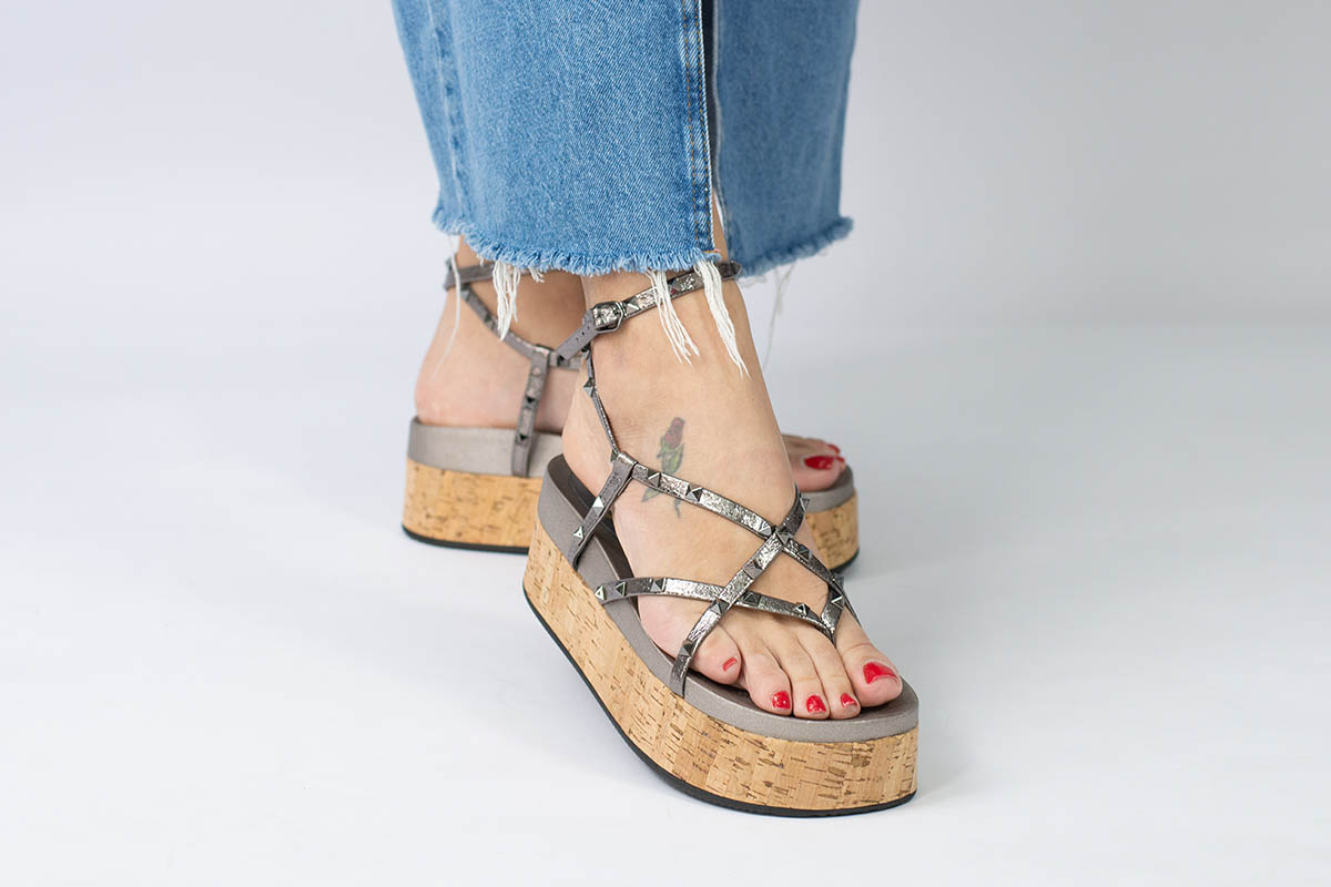 anabela flatform - Prata Velho