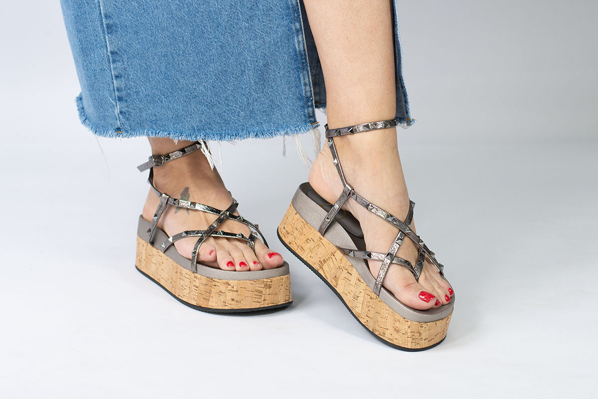 anabela flatform - Prata Velho