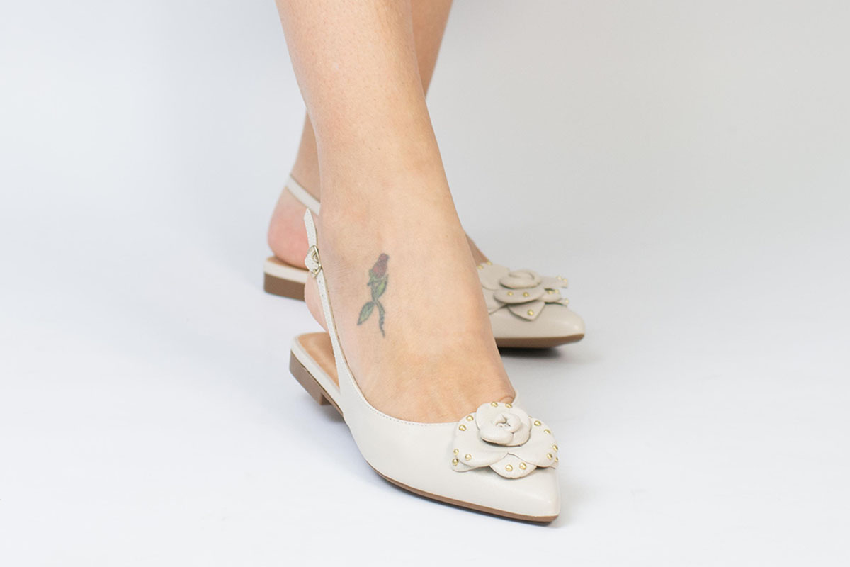 sapatilha slingback flora - Off-White