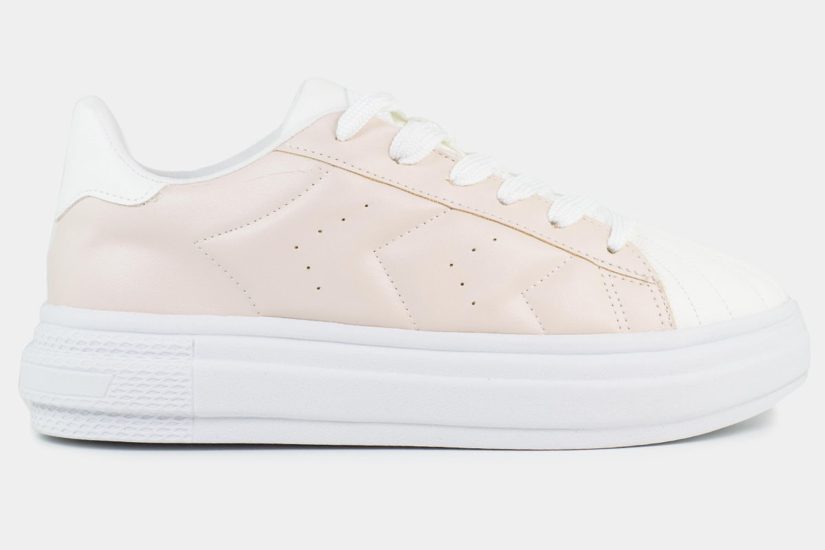 tenis sneaker matelassê - Nude/Branco