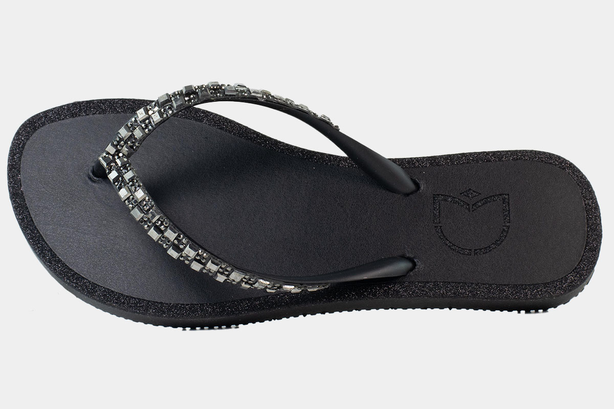 chinelo glitter - Preto