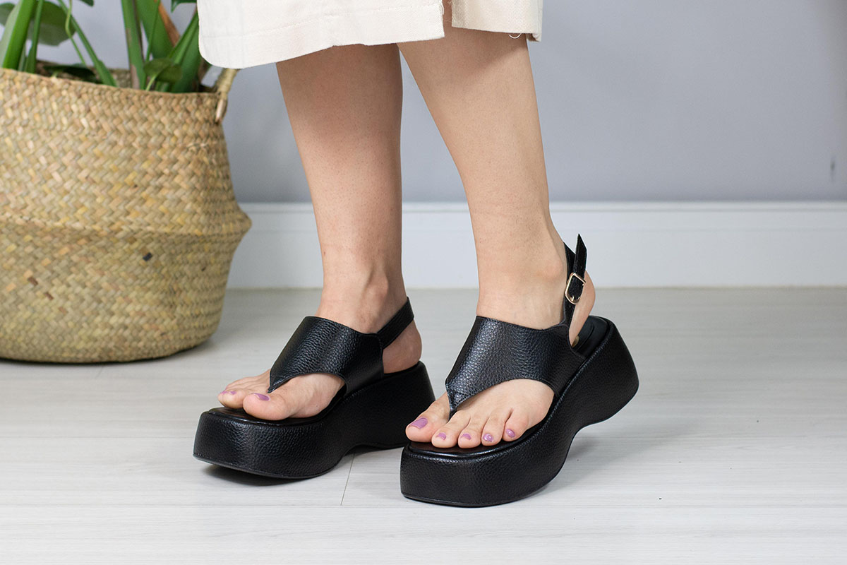 anabela flatform - Preto