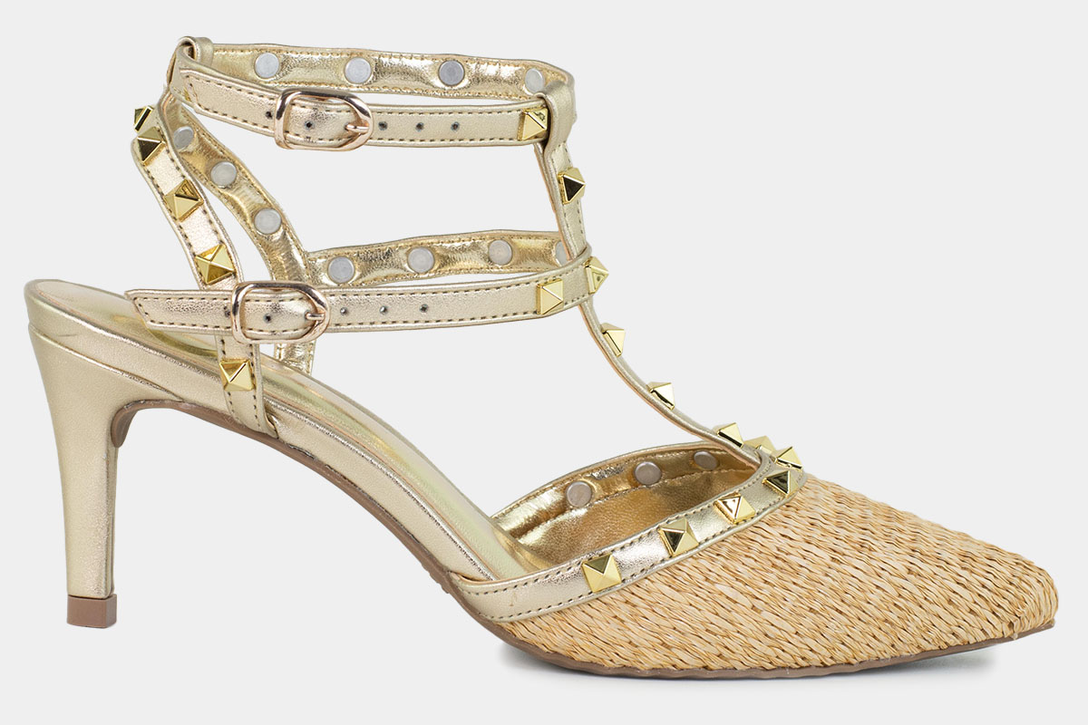 scarpin valentina - Bege/Dourado