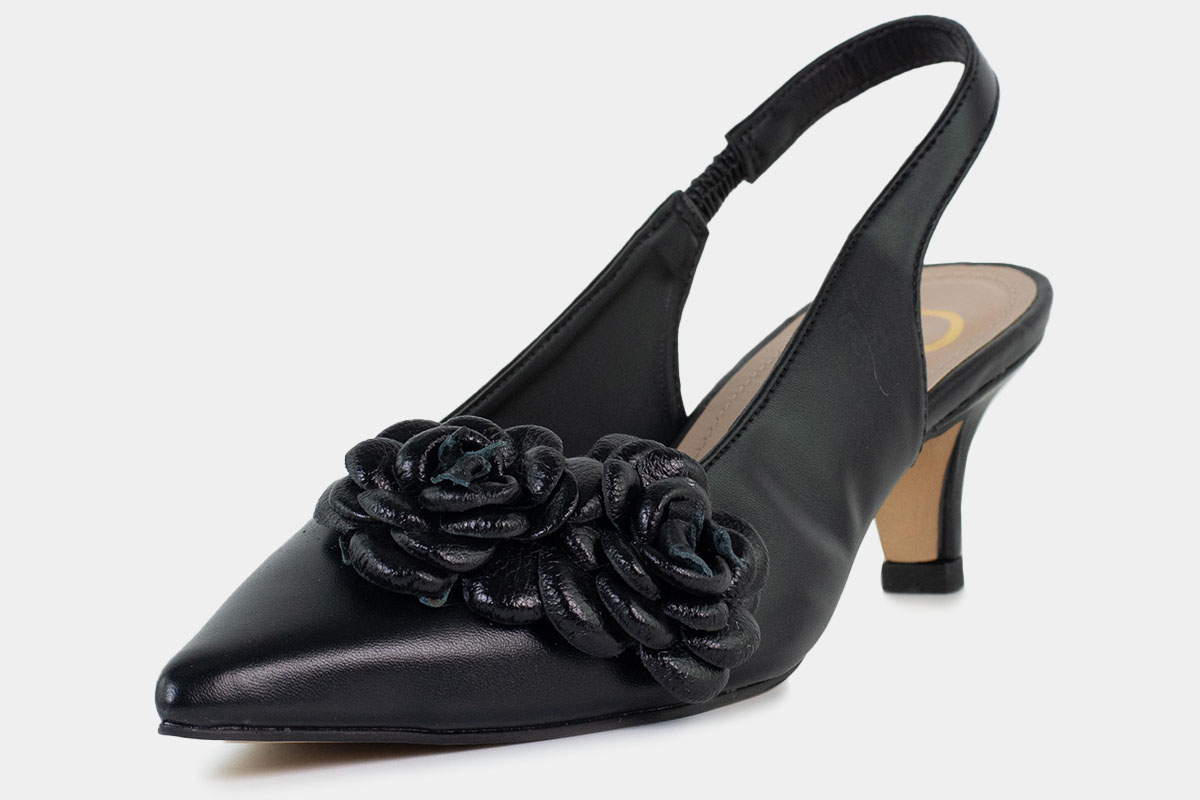 scarpin flora - Preto